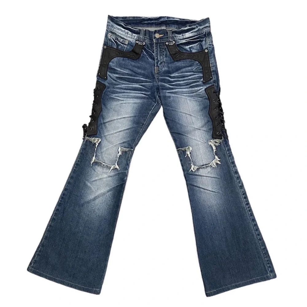 パンツ TORNADO MART - FADDED SKINNY JEANS Tornado Mart | Jeans | Tornado Mart Side Laced Flared Denim | Poshmark